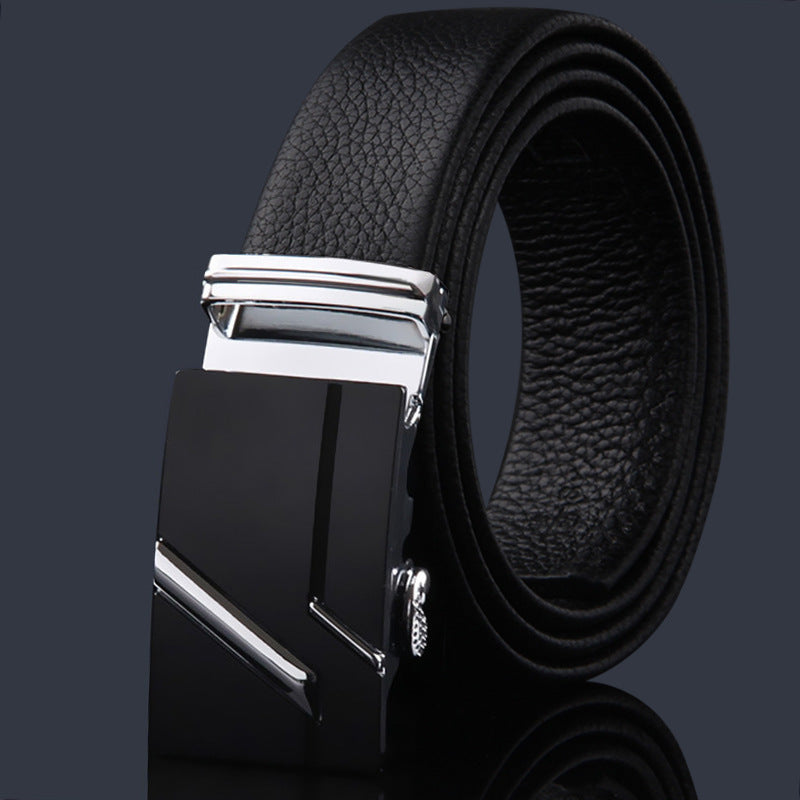 First-layer Cowhide Leather Belt For Men, High-end Genuine Leather Automatic Buckle, Business Belt, Men Casual Pants With Girdle