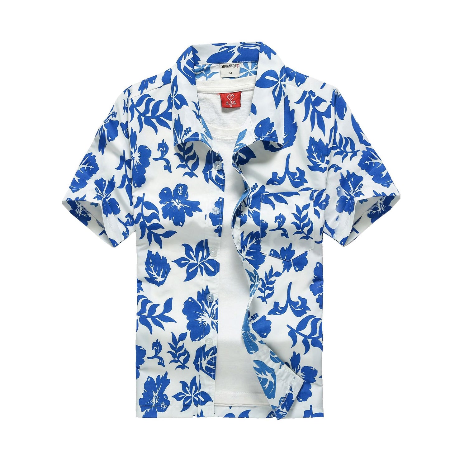 Summer Beach Short-sleeved Shirt Men Printed Hawaiian Shirt Seaside Vacation Travel Loose Large Size