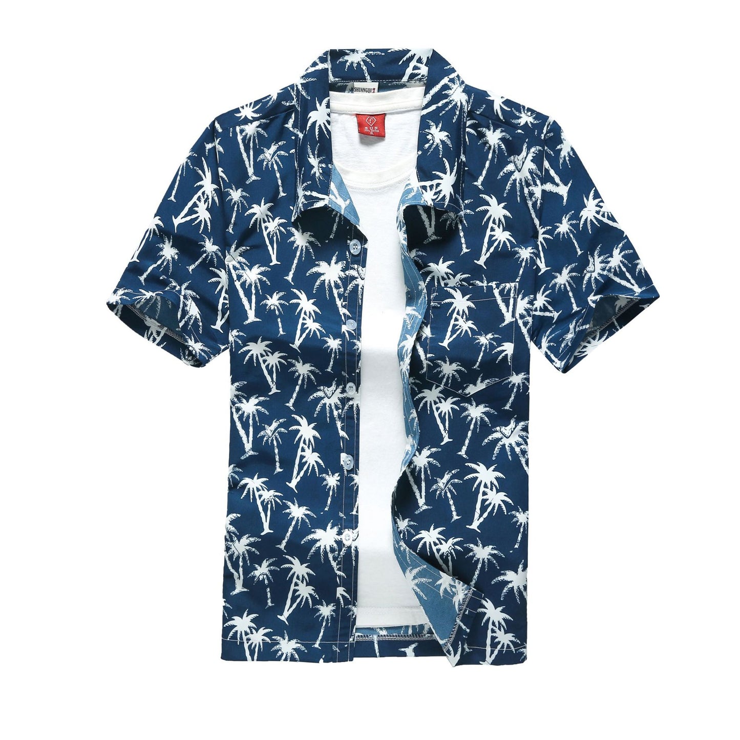 Summer Beach Short-sleeved Shirt Men Printed Hawaiian Shirt Seaside Vacation Travel Loose Large Size