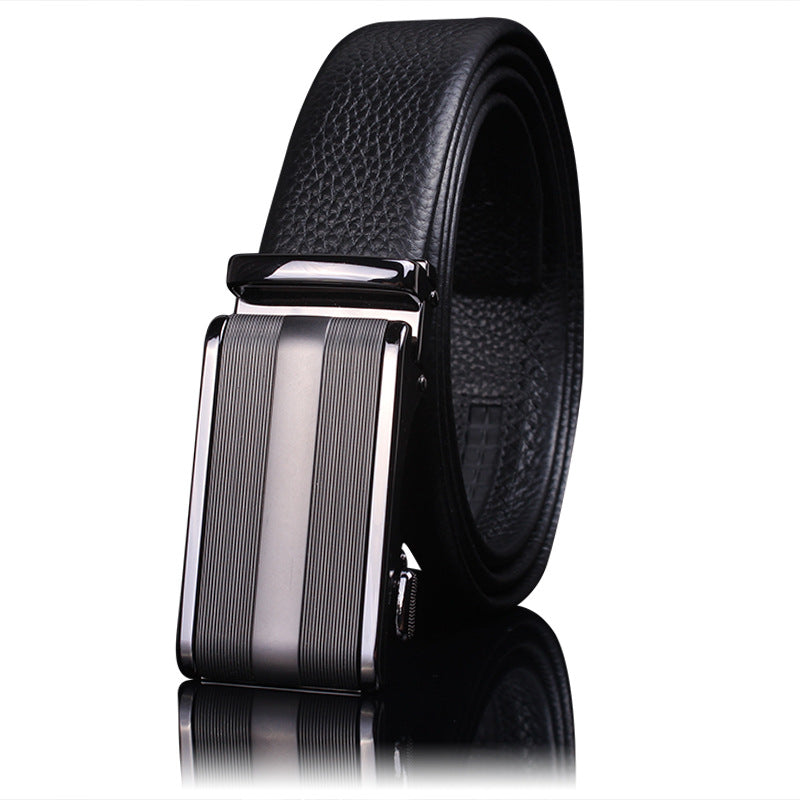 First-layer Cowhide Leather Belt For Men, High-end Genuine Leather Automatic Buckle, Business Belt, Men Casual Pants With Girdle