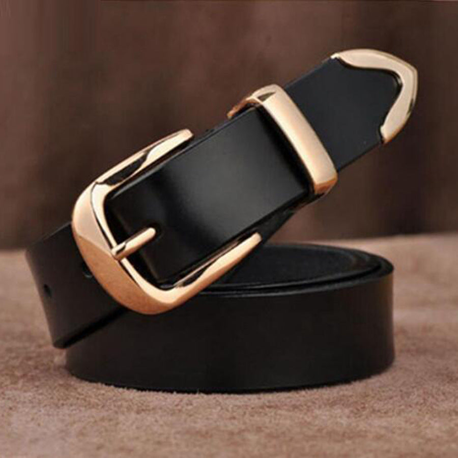 Wholesale British Women's Belt Cowhide All-match Fashion Jeans Belt Belt Middle-aged And Young Girls Decorative Belt