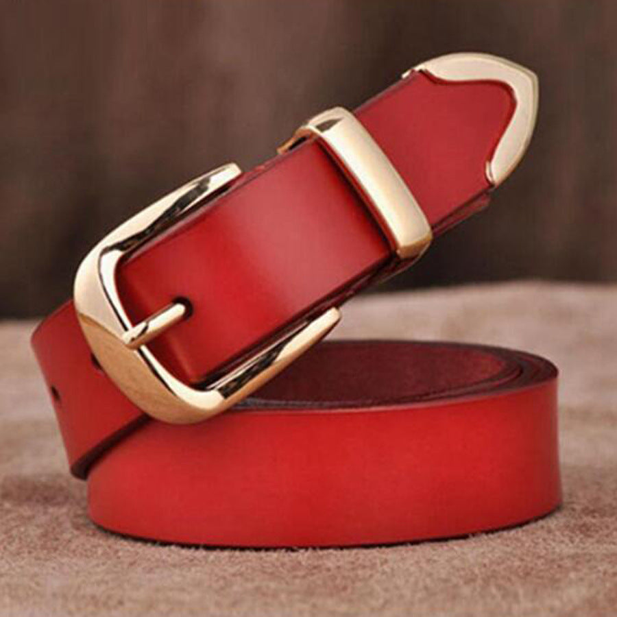Wholesale British Women's Belt Cowhide All-match Fashion Jeans Belt Belt Middle-aged And Young Girls Decorative Belt