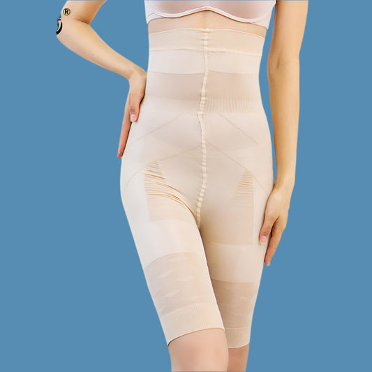 High-waist beige body shaper with sculpting technology, designed to lift and enhance the buttocks while providing firm control and a seamless fit—perfect for confidence-boosting wear.