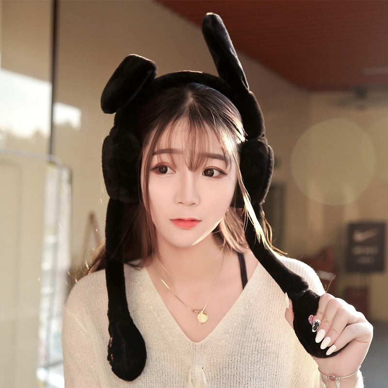 Moving Bunny Ears Earmuffs Student Earmuffs Ear Warm Autumn And Winter Cute Warm Plush Earmuffs For Women