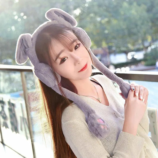 Moving Bunny Ears Earmuffs Student Earmuffs Ear Warm Autumn And Winter Cute Warm Plush Earmuffs For Women