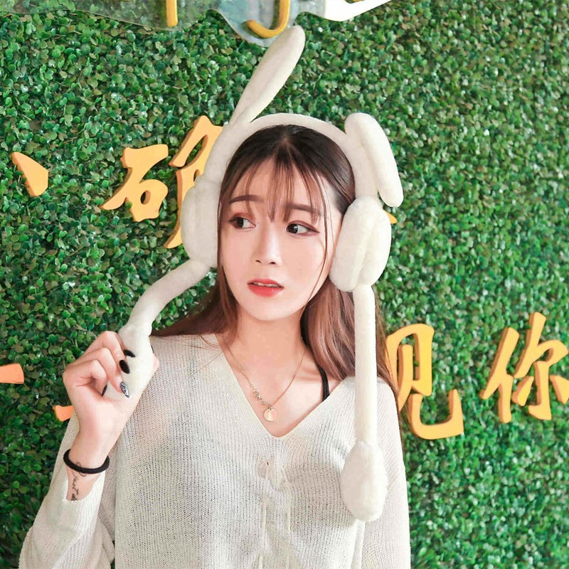 Moving Bunny Ears Earmuffs Student Earmuffs Ear Warm Autumn And Winter Cute Warm Plush Earmuffs For Women