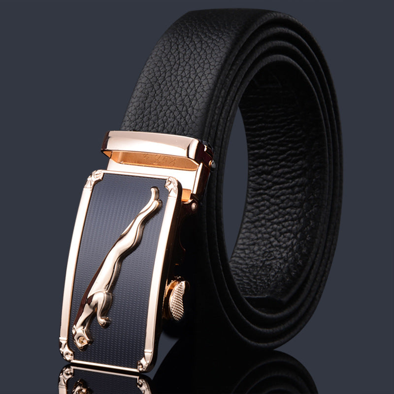 First-layer Cowhide Leather Belt For Men, High-end Genuine Leather Automatic Buckle, Business Belt, Men Casual Pants With Girdle