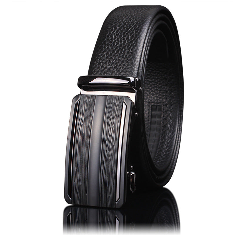 First-layer Cowhide Leather Belt For Men, High-end Genuine Leather Automatic Buckle, Business Belt, Men Casual Pants With Girdle