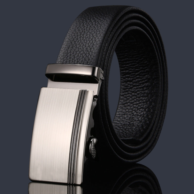 First-layer Cowhide Leather Belt For Men, High-end Genuine Leather Automatic Buckle, Business Belt, Men Casual Pants With Girdle