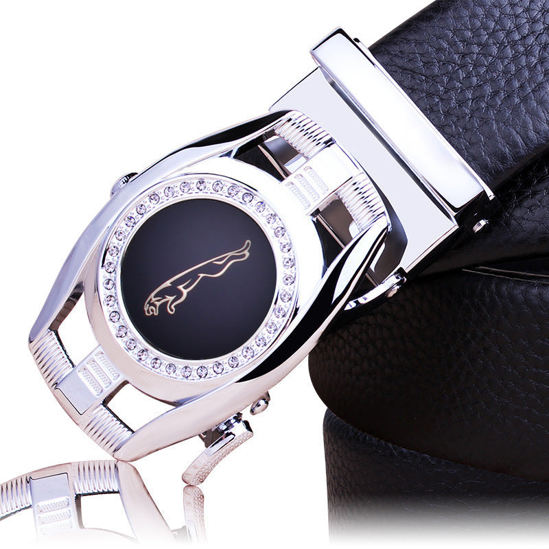 First-layer Cowhide Leather Belt For Men, High-end Genuine Leather Automatic Buckle, Business Belt, Men Casual Pants With Girdle