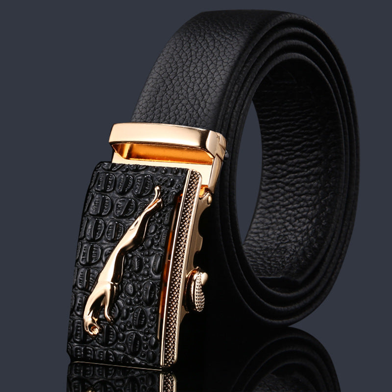 First-layer Cowhide Leather Belt For Men, High-end Genuine Leather Automatic Buckle, Business Belt, Men Casual Pants With Girdle