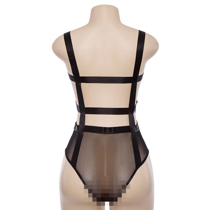 European And American Style 2021 New Summer Women's One-piece Neckline Suspender Mesh Splicing Backless Sexy Slim Fit Jumpsuit