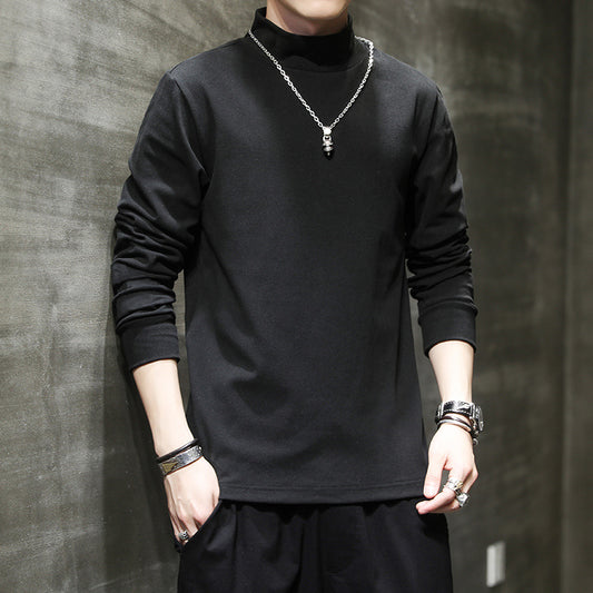 2023 Autumn And Winter German Velvet Sweater Men's Long Sleeve Korean Trend Solid Color Sweater Base Shirt New Men's Casual