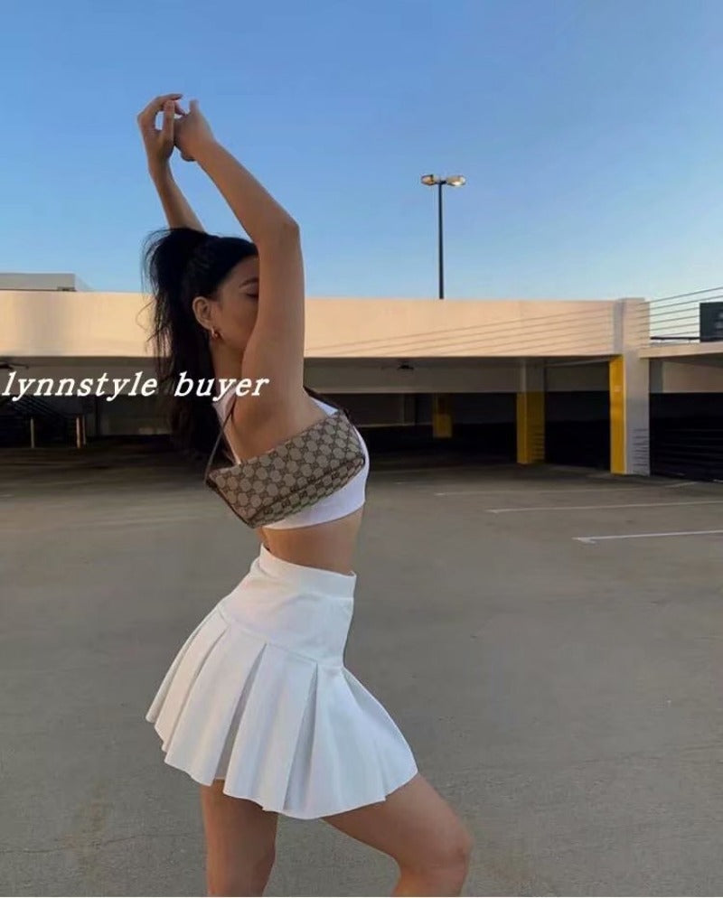 Autumn High Waist Elastic Pleated Blogger Knitted Skirt Elastic Skirt