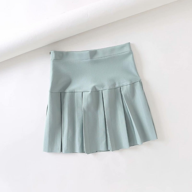 Autumn High Waist Elastic Pleated Blogger Knitted Skirt Elastic Skirt
