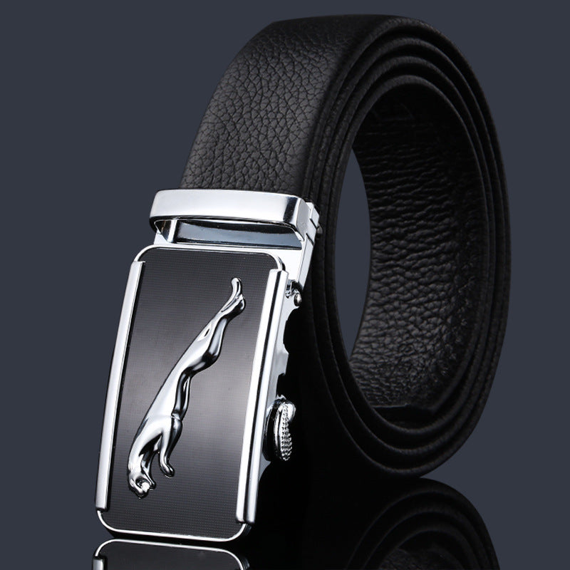 First-layer Cowhide Leather Belt For Men, High-end Genuine Leather Automatic Buckle, Business Belt, Men Casual Pants With Girdle