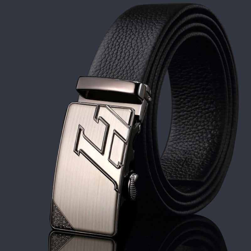 First-layer Cowhide Leather Belt For Men, High-end Genuine Leather Automatic Buckle, Business Belt, Men Casual Pants With Girdle