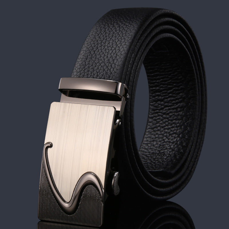 First-layer Cowhide Leather Belt For Men, High-end Genuine Leather Automatic Buckle, Business Belt, Men Casual Pants With Girdle