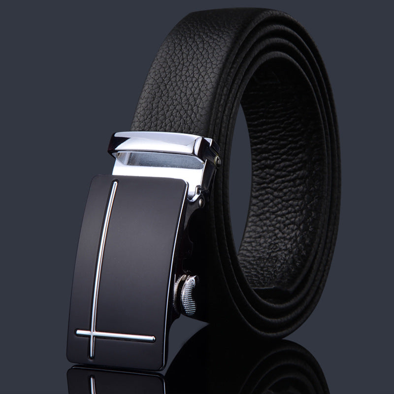 First-layer Cowhide Leather Belt For Men, High-end Genuine Leather Automatic Buckle, Business Belt, Men Casual Pants With Girdle