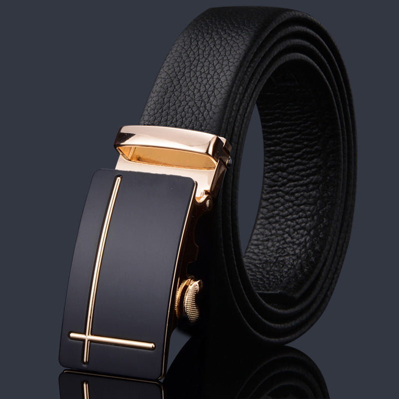 First-layer Cowhide Leather Belt For Men, High-end Genuine Leather Automatic Buckle, Business Belt, Men Casual Pants With Girdle