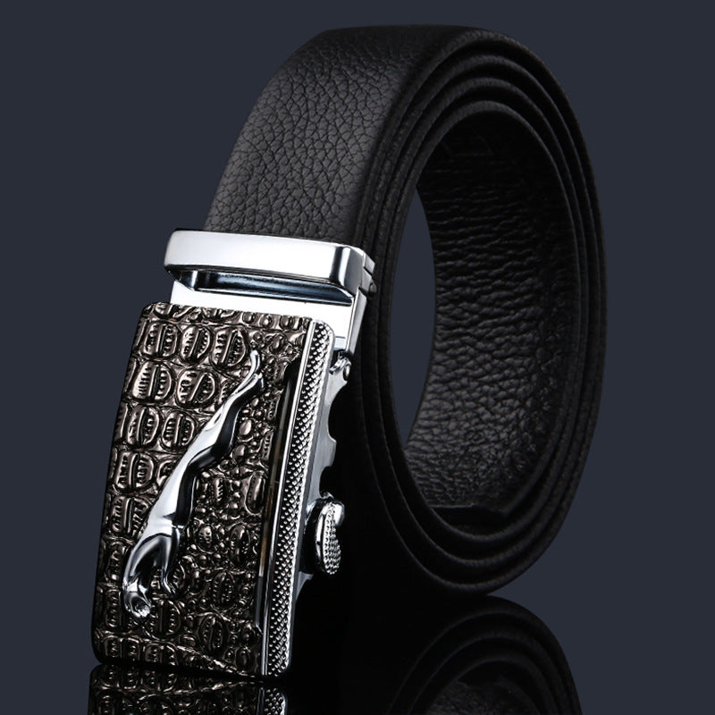 First-layer Cowhide Leather Belt For Men, High-end Genuine Leather Automatic Buckle, Business Belt, Men Casual Pants With Girdle