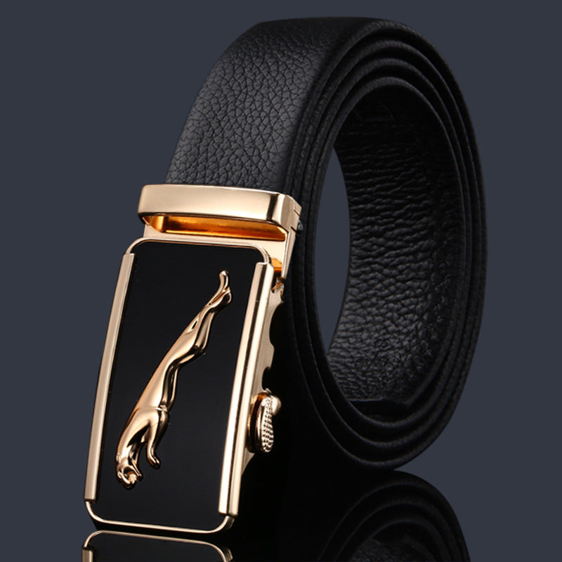 First-layer Cowhide Leather Belt For Men, High-end Genuine Leather Automatic Buckle, Business Belt, Men Casual Pants With Girdle