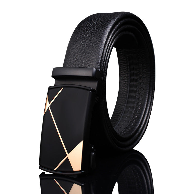 First-layer Cowhide Leather Belt For Men, High-end Genuine Leather Automatic Buckle, Business Belt, Men Casual Pants With Girdle
