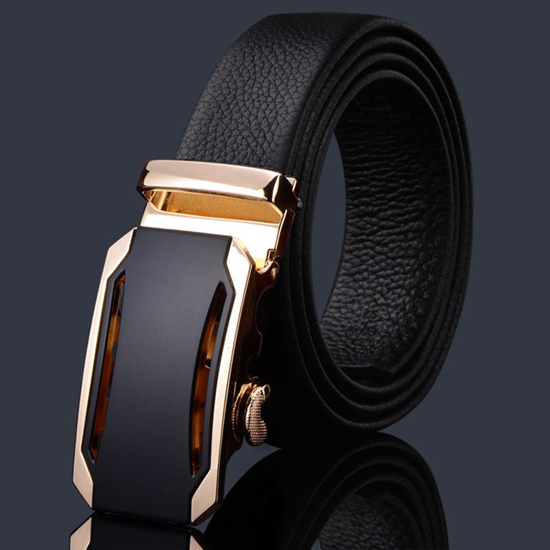 First-layer Cowhide Leather Belt For Men, High-end Genuine Leather Automatic Buckle, Business Belt, Men Casual Pants With Girdle