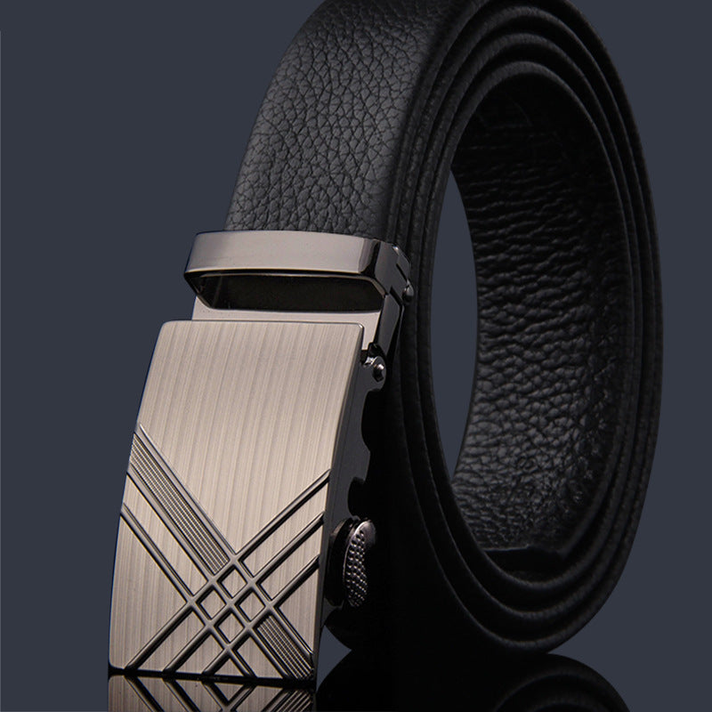 First-layer Cowhide Leather Belt For Men, High-end Genuine Leather Automatic Buckle, Business Belt, Men Casual Pants With Girdle