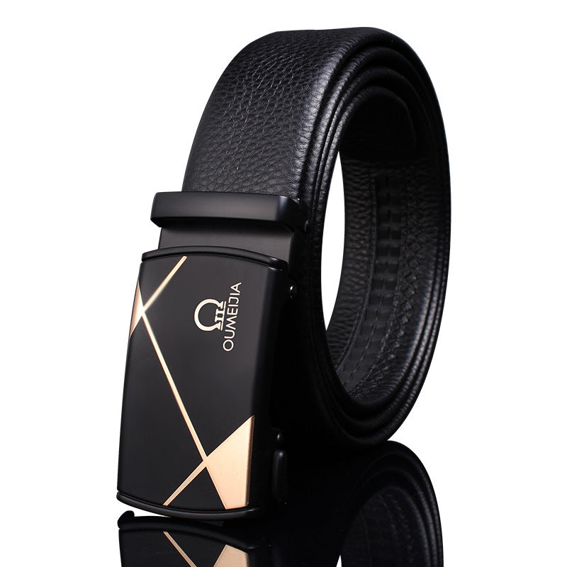 First-layer Cowhide Leather Belt For Men, High-end Genuine Leather Automatic Buckle, Business Belt, Men Casual Pants With Girdle
