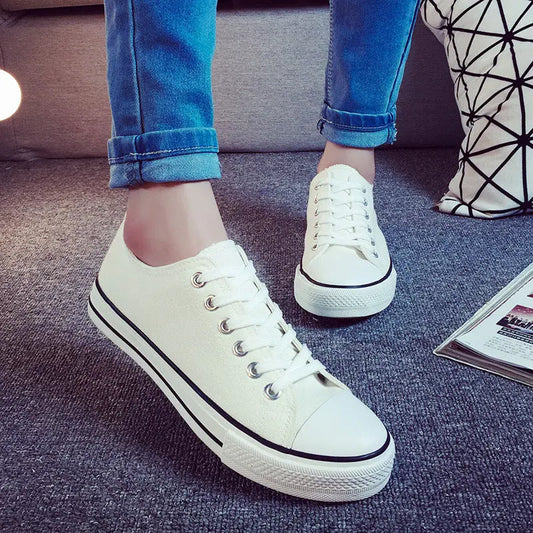 Flat-soled canvas shoes