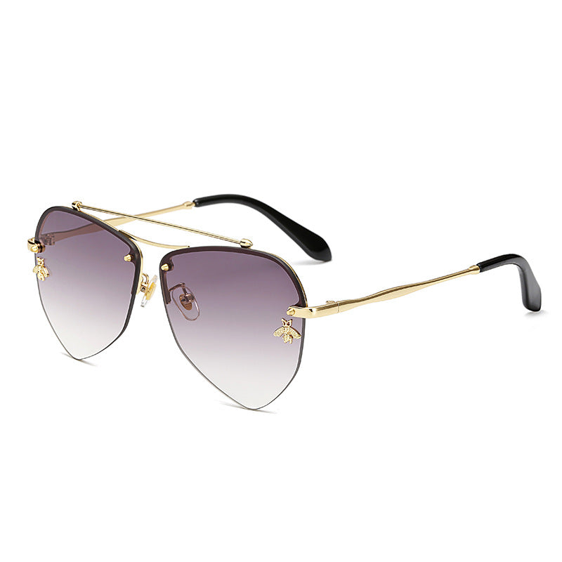 Metal diamond polygon UV protection sunglasses