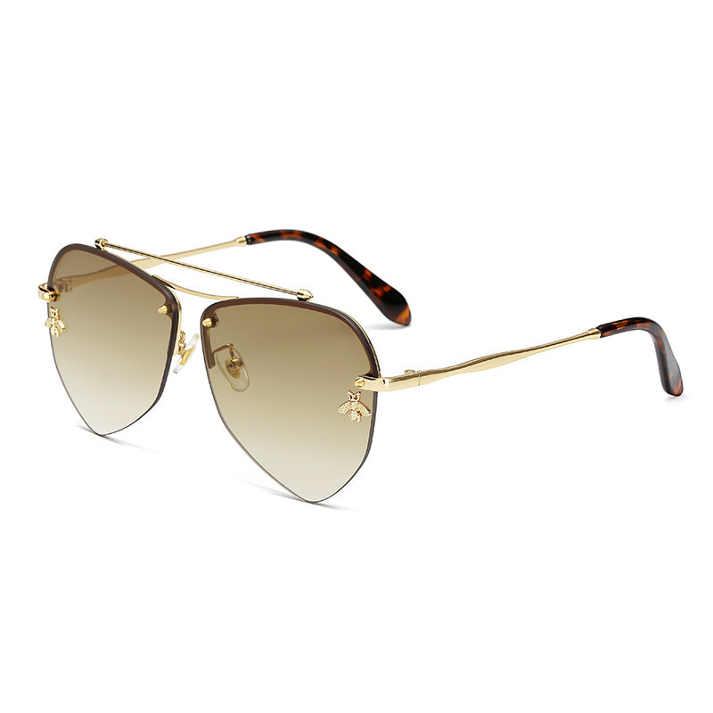 Metal diamond polygon UV protection sunglasses