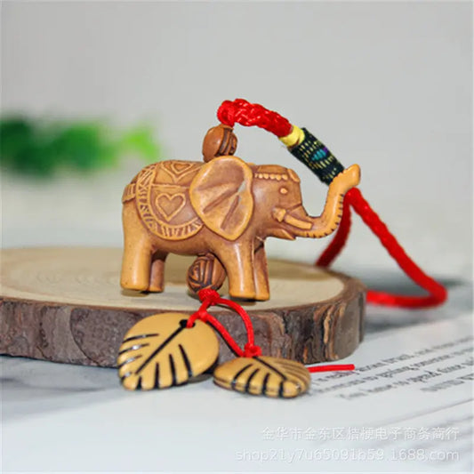 Three-dimensional Elephant Imitation Mahogany Mobile Phone Zodiac Keychain Pendant Camel Pendant Manufacturers Wholesale