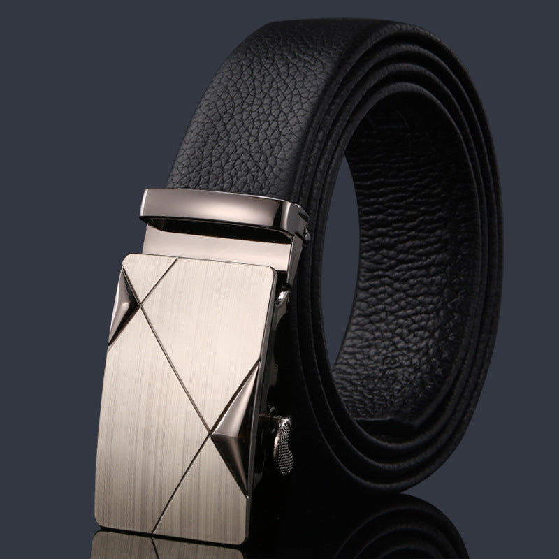 First-layer Cowhide Leather Belt For Men, High-end Genuine Leather Automatic Buckle, Business Belt, Men Casual Pants With Girdle