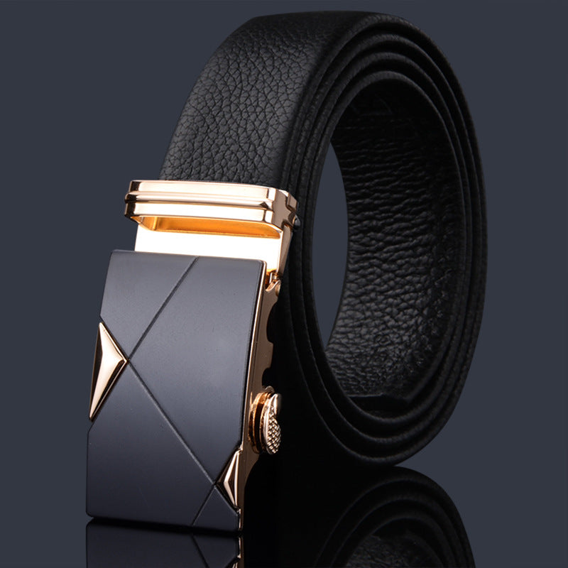 First-layer Cowhide Leather Belt For Men, High-end Genuine Leather Automatic Buckle, Business Belt, Men Casual Pants With Girdle