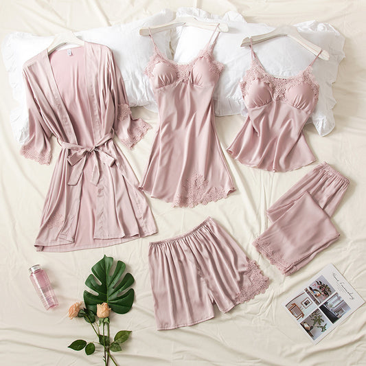 Women's Summer Ice Silk Five-piece Set