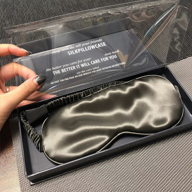 Double-sided Silk Eye Mask Silp Same Mulberry Silk Eye Mask 19mm Silk Embroidery Logo Cross-border In Stock Wholesale