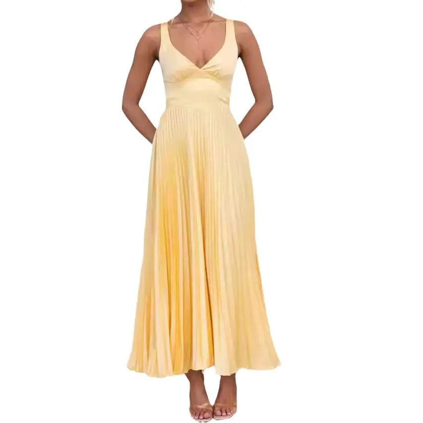 New Sling Pressed Satin Sling Elegant Sexy Banquet Dress