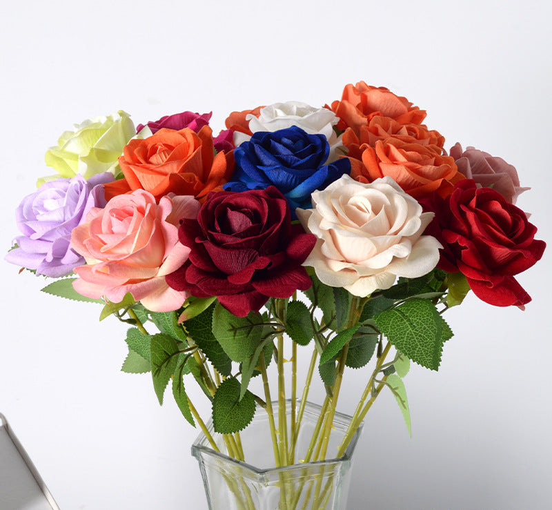 Artificial Flannelette Rose Corner Rose Artificial Flower Wedding Home Valentine's Day Decoration Hand Bouquet Flower Wall