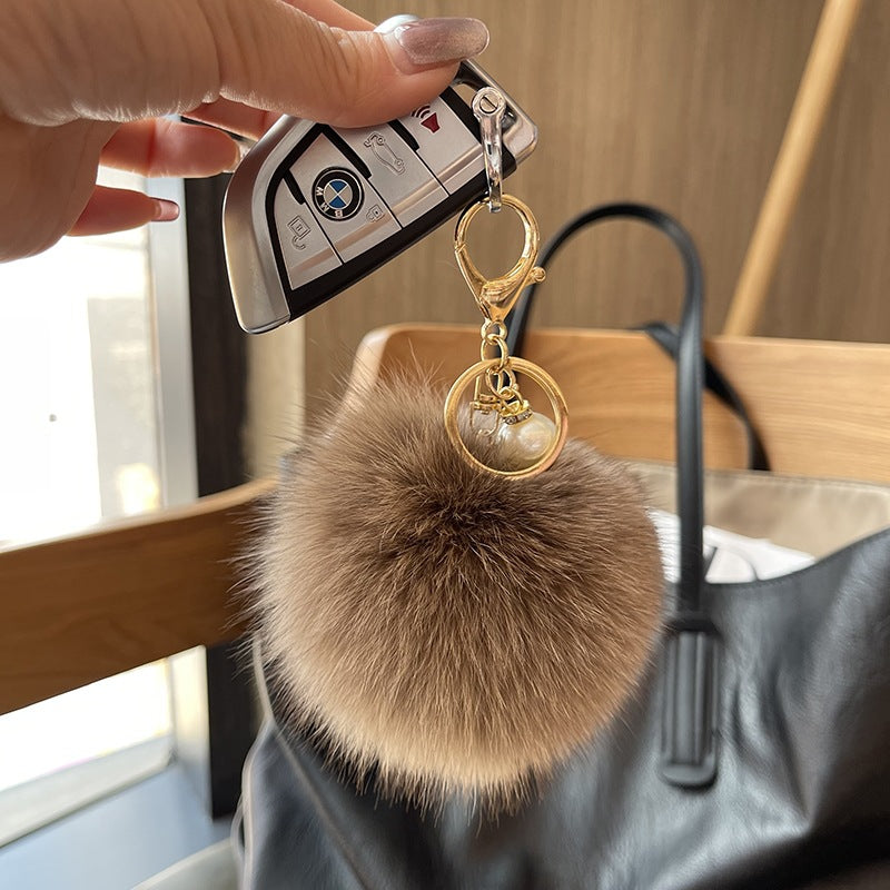 Fox Fur Ball Bag Pendant Creative Plush Fur Fur Ball Cute Ins Accessories Car Keychain Pendant
