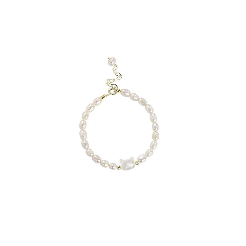 Fashionable Freshwater Pearl Cat Hand Chain Women's Style Beaded Bracelet Elegant Trendy Jewelry Gift Tour Souvenir SL03-72