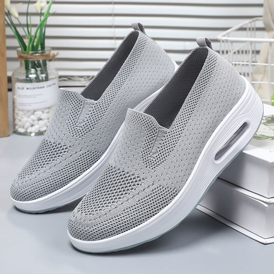 2025 Spring New Women's Shoes Cross-border Temu Slip-on Rocking Shoes Thick Sole Air Cushion Casual Shoes