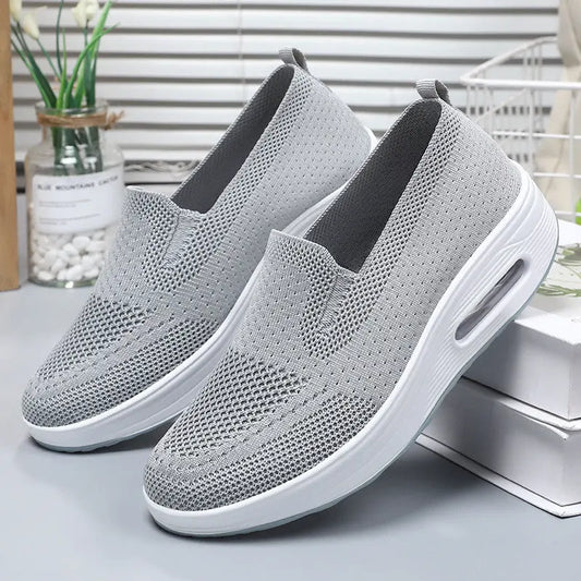2025 Spring New Women's Shoes Cross-border Temu Slip-on Rocking Shoes Thick Sole Air Cushion Casual Shoes