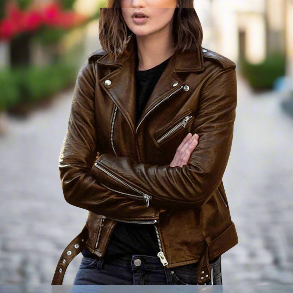 Cross-border Spring And Autumn Plus Size Women's Short Women's Leather Jacket European And American PU Motorcycle Wear Slim Winter Clothes Wallet Overcome