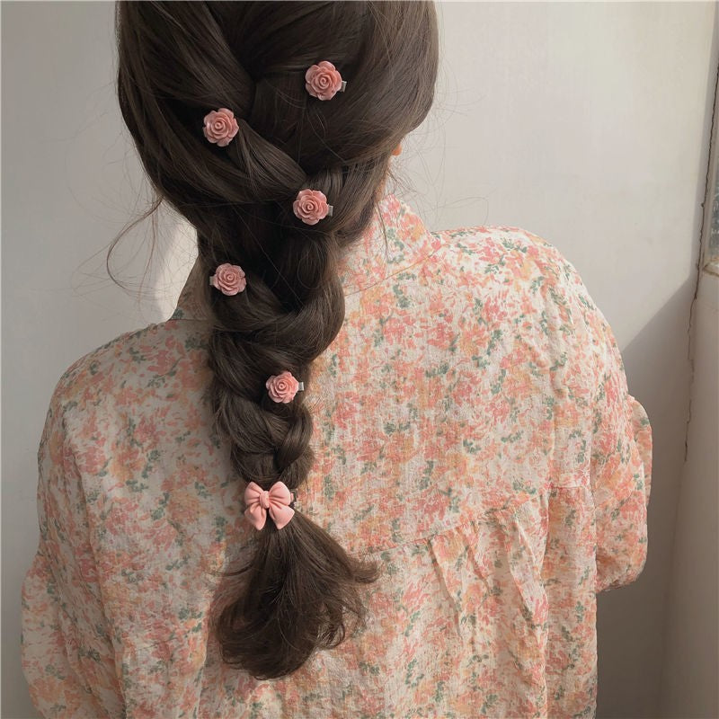 Super Sweet Pink Hairpin Series Girl's Bow Peach Camellia Peach Heart Hairpiece Headwear