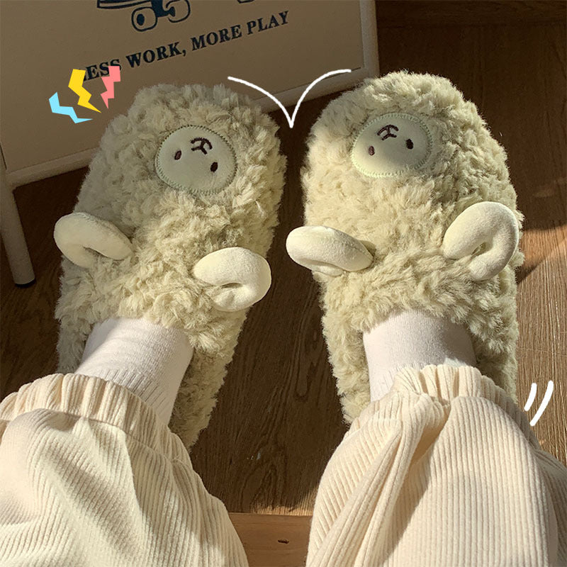 Cotton Slippers Bag With Women Autumn And Winter Indoor Home Couples Wear Cartoon Cute Thick Bottom Warm Cotton Shoes Men Winter