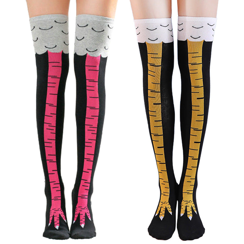 New Stockings Over The Knee Long Tube Lolita Stockings Knitted Chicken Feet Socks JK Long Happy Socks