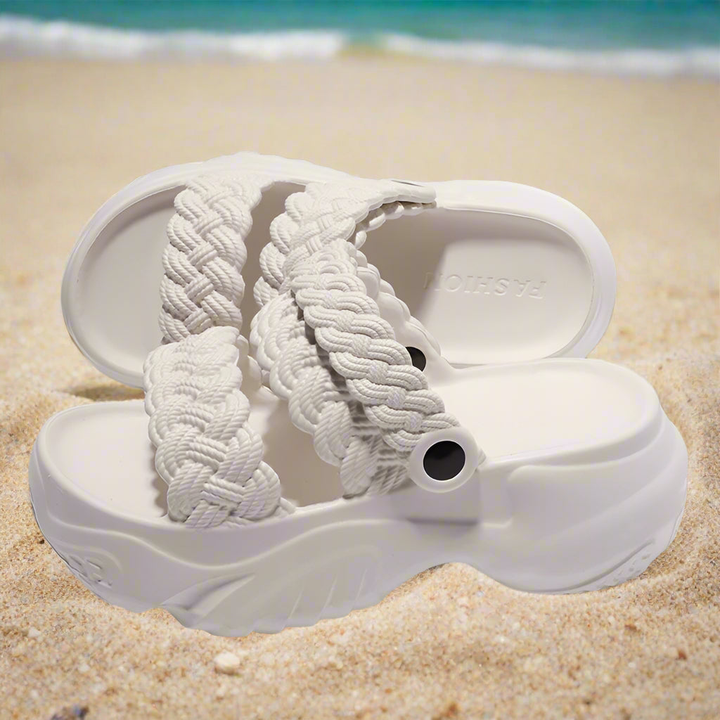 Increased Thick-soled Women's Sandals And Slippers Cross-border EVA Wear Wholesale 7cm Braided Sandals Summer Step On Excrement Feeling To Work