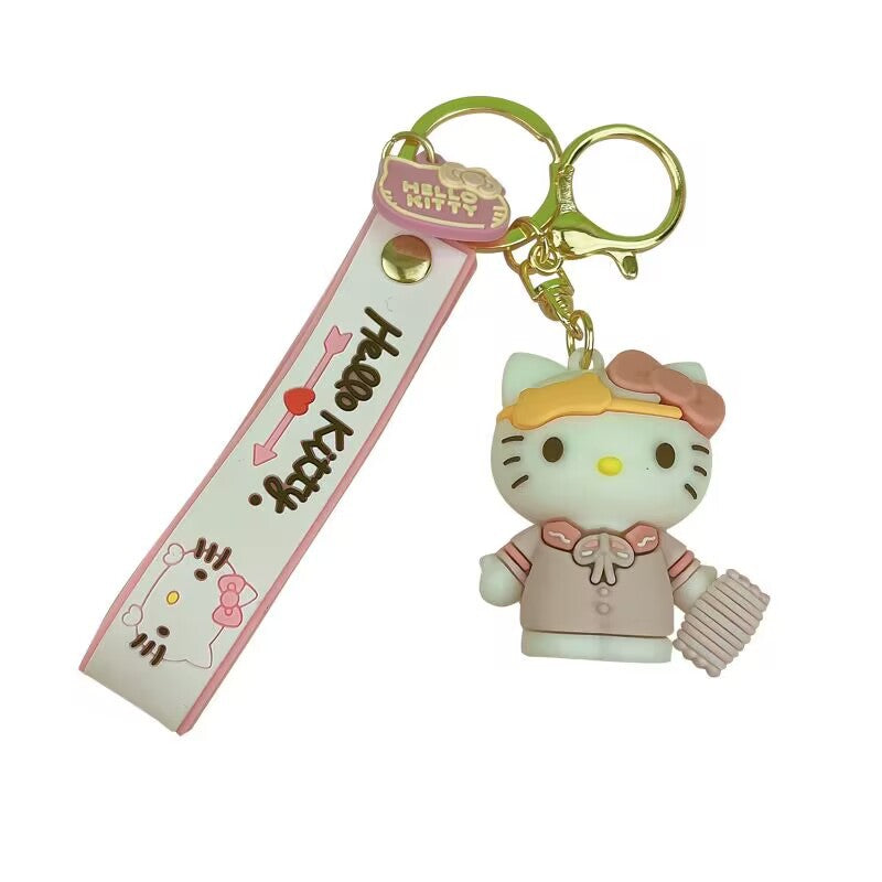 Sanrio Keychain Cartoon Hello Kitty Doll School Bag Pendant Creative Gift Car Hanging Keychain Wholesale